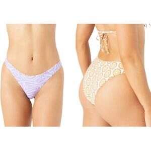 Roxy Sunshine State of Mind Scoop Cheeky Bikini Bottoms NWT Small REVERSIBLE